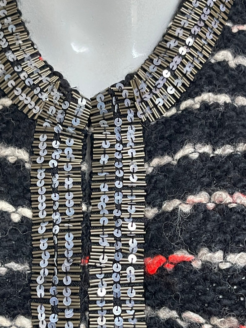 Alpacka, ull och akryl Tracy Reese för Anthropologie NWT Ny med etiketter Svart boucléstickad kavaj Glittriga paljetter Kavaj i Coco Chanel-stil bild 9