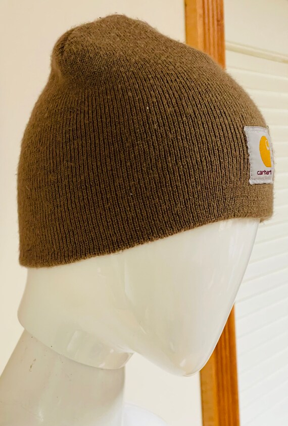 RARE 90s Carhartt Big Logo Knit Hat “Carhartt Bro… - image 5