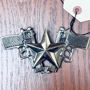 Y2K Dual Pistols and 5-point Star Silver Tone Belt Buckle Highly ...