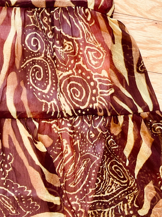 90s Zebra Pattern Skirt Floaty Chiffon A-Line Pea… - image 10