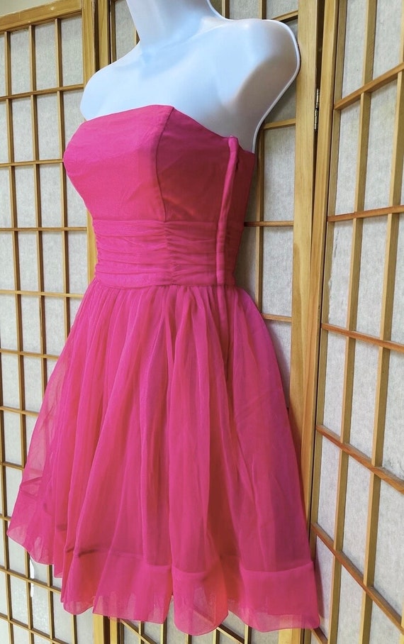 Hot Pink Sleeveless Bandeau Mini Dress Floaty Chi… - image 4