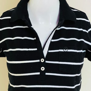 1990s Converse One Star Polo Shirt Black & Heather Grey Stripes Button Neck Name Logo Hidden Star Logo Campus Sports Casual Gender Neutral S