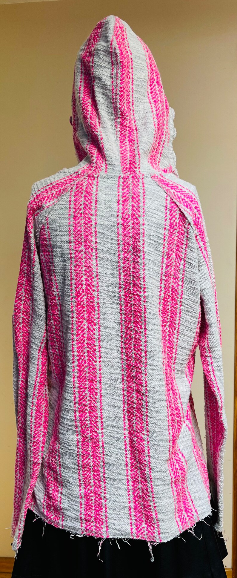 90s Hot Pink Drug Rug Baja Hoodie Florescent Pink Hippie Boho Etsy
