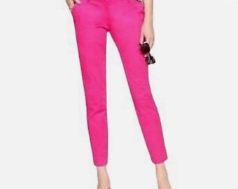 Deadstock J Crew Vintage Hot Pink / Neon Pink Capris / Cropped Pants / Ankle Pants / Cigarette Pants Flat Front  Retro New With Tags Size 2