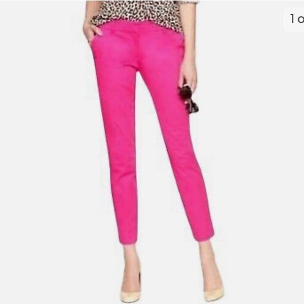 Deadstock J Crew Vintage Hot Pink / Neon Pink Capris / Cropped Pants / Ankle Pants / Cigarette Pants Flat Front  Retro New With Tags Size 2