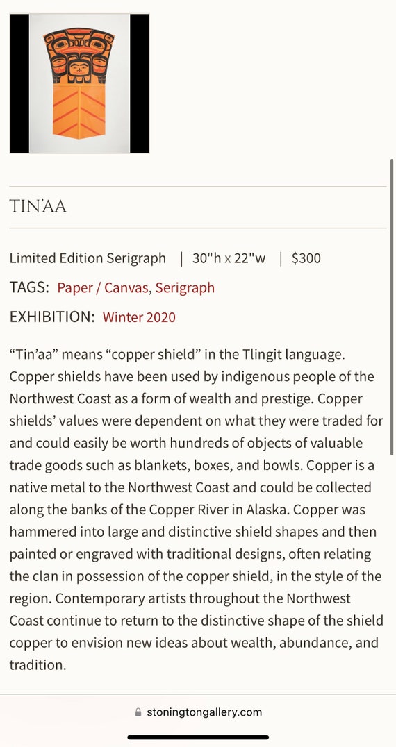 RARE Alaskan Native Copper Frontlet Shield Antiqu… - image 7