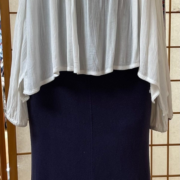 1990s Long Ankle Length Dark Navy Knit Skirt Bodycon Shapely Wardrobe Basic Staple