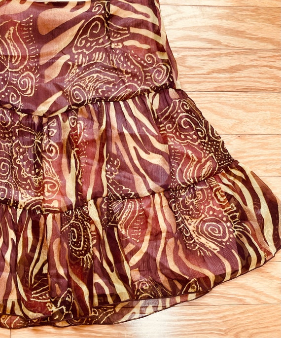 90s Zebra Pattern Skirt Floaty Chiffon A-Line Pea… - image 9
