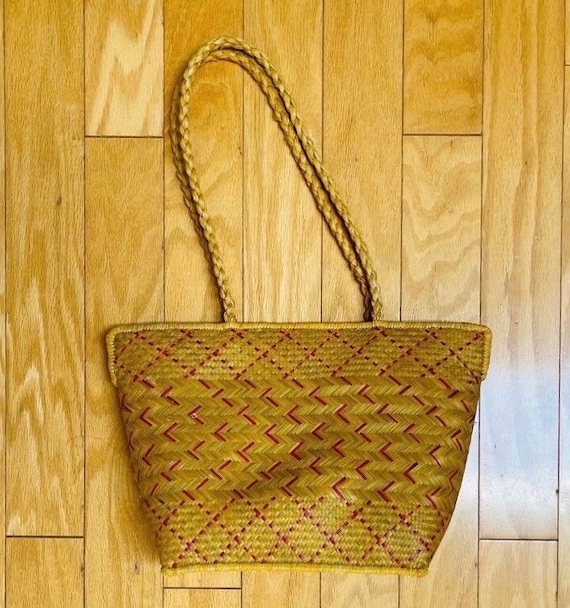 Geflochtene Korbgeflecht Tote Gewebte Stroh Tasche Ananas Gelb