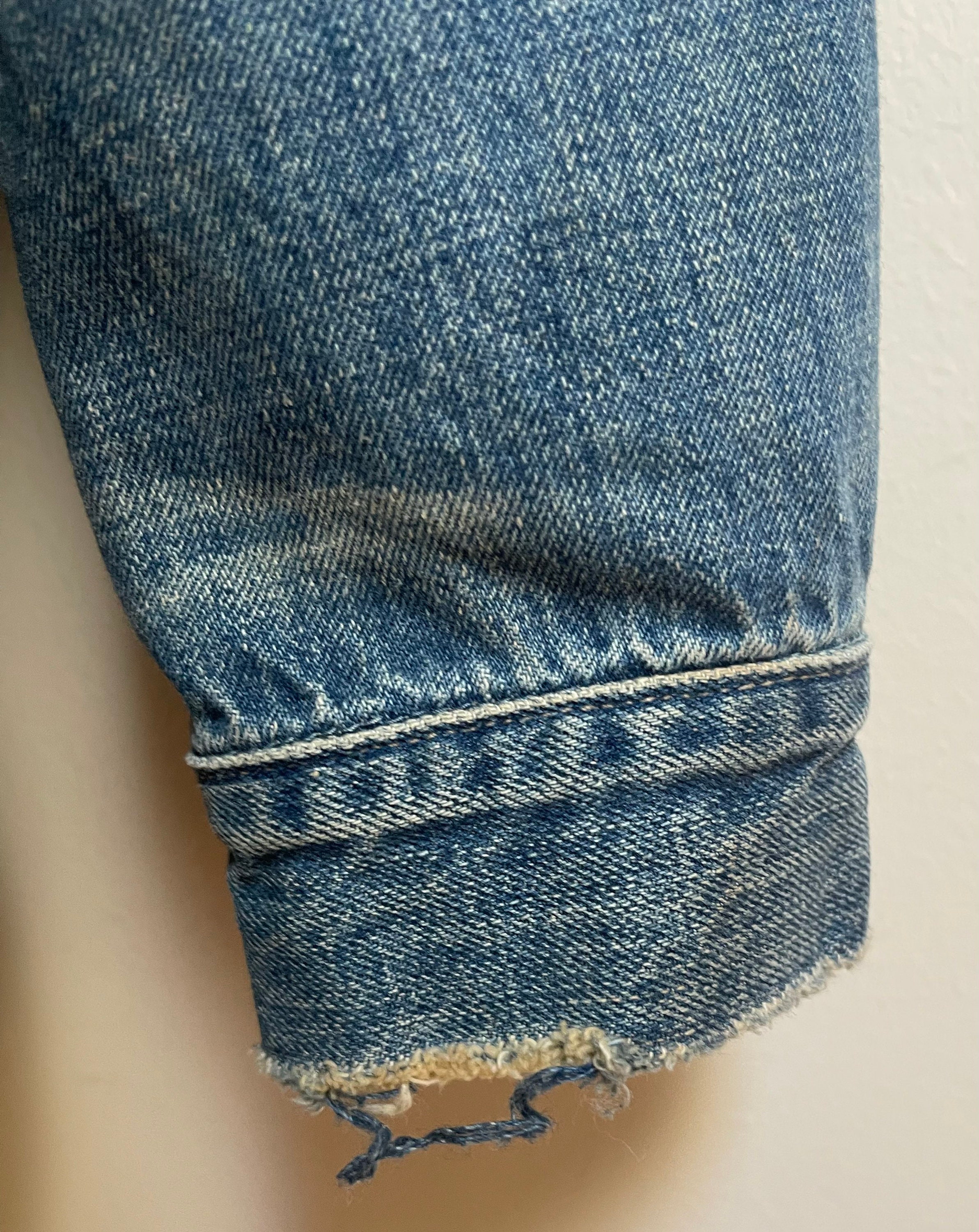 80s Distressed X2 Denim Jean Jacket Faded Wash Broken in