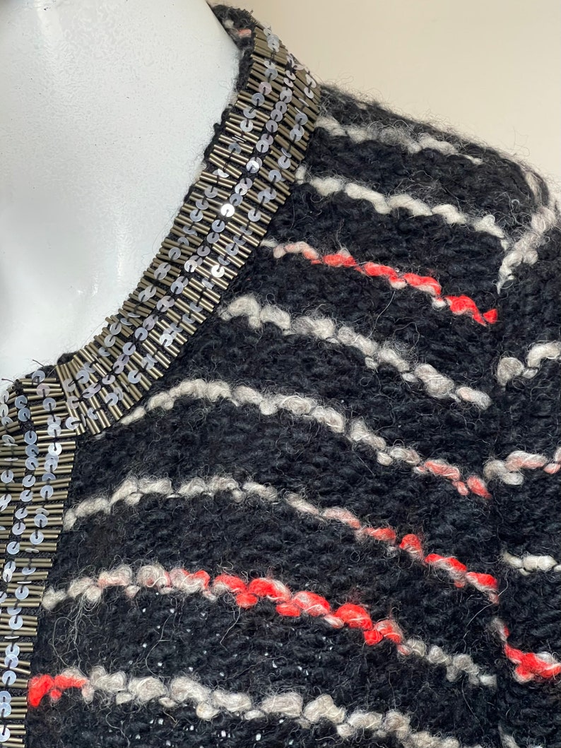 Alpacka, ull och akryl Tracy Reese för Anthropologie NWT Ny med etiketter Svart boucléstickad kavaj Glittriga paljetter Kavaj i Coco Chanel-stil bild 8