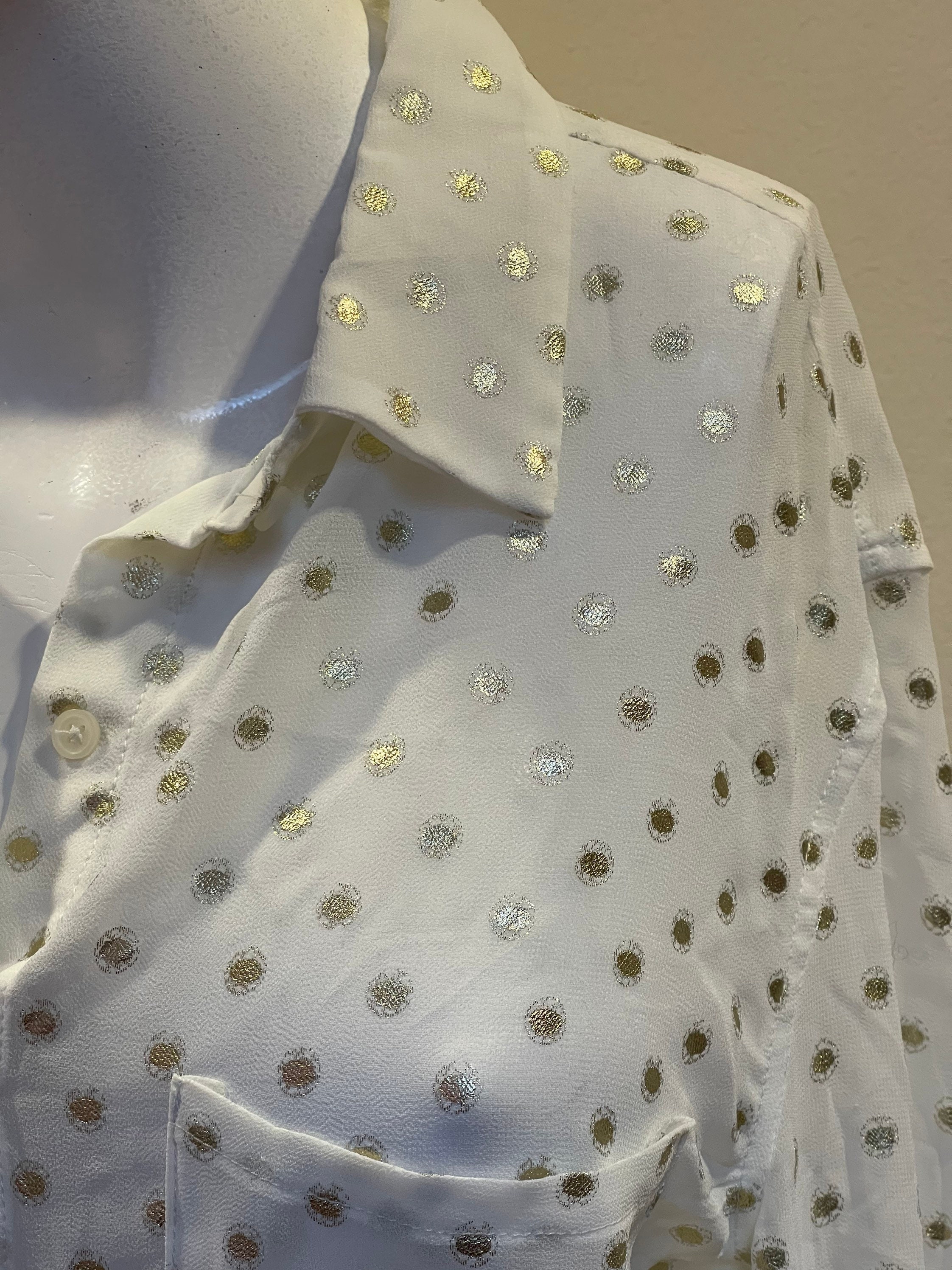 Gold polka dot blouse hotsell