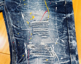 【COLOR iN ID】side painting denim IH-777S-21 -21oz Selvedge Denim Slim Tapered - Indigo | Dant
