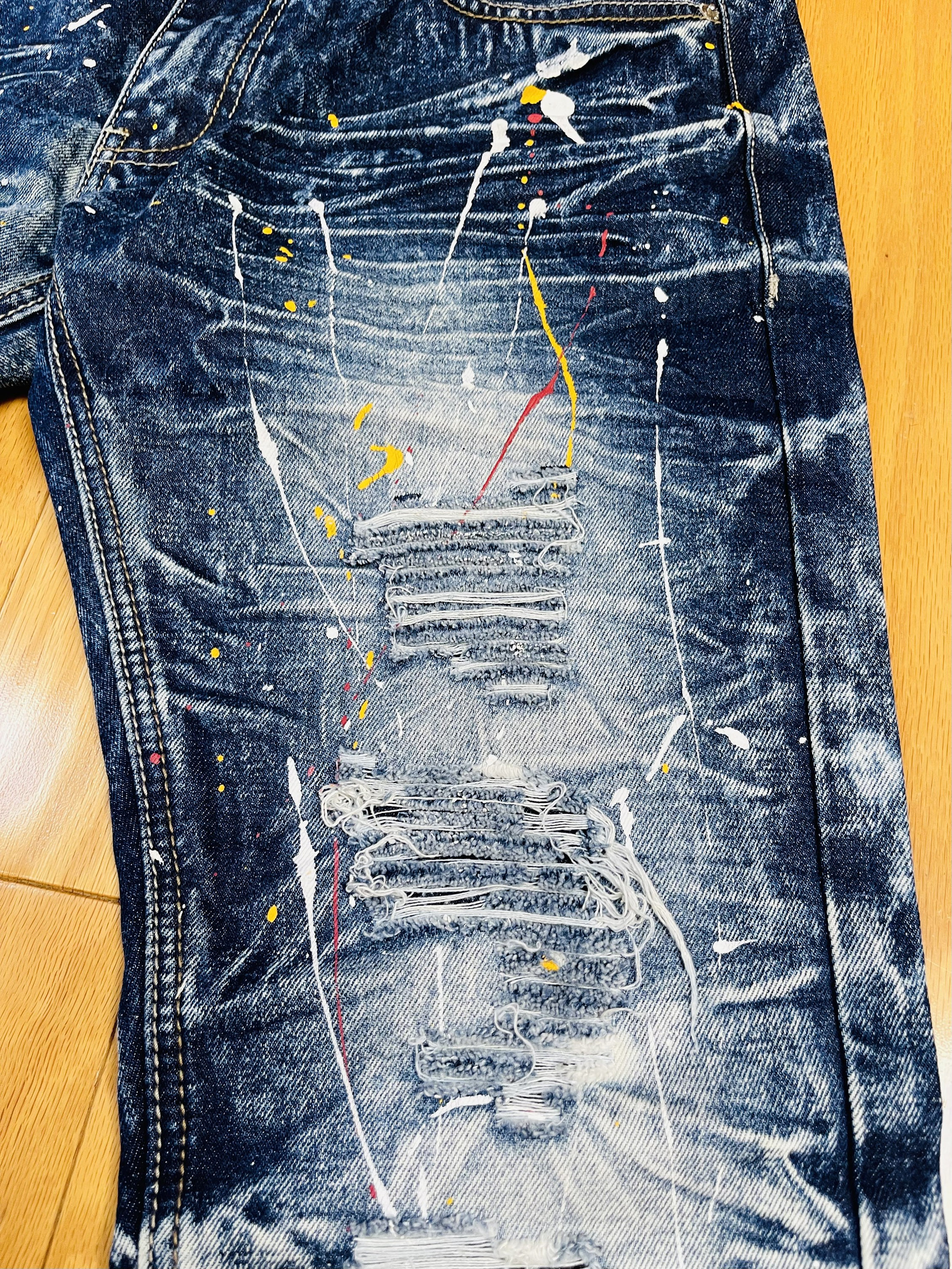 国内で当店のみ MADWITCH - RIPPED DENIM PANTS #DR9691 Mmoneyake Womens High Waisted Destroyed Jeans Casual Loose