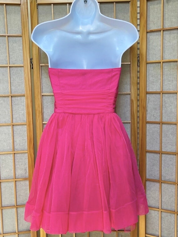 Hot Pink Sleeveless Bandeau Mini Dress Floaty Chi… - image 5