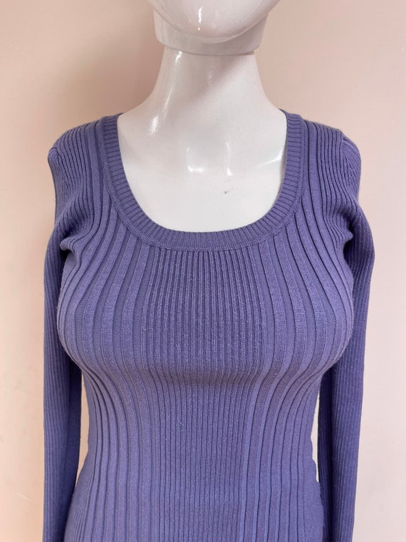 90s Stretchy Grape Purple Pullover Sweater Textur… - image 3