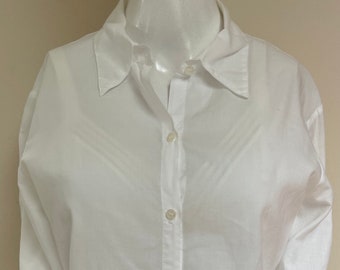 JAMES PERSE 1990s White Collar Button Shirt Los Angles Designer High End Classic Shirt Wardrobe Essential Workwear Capsule Oxford Size 2