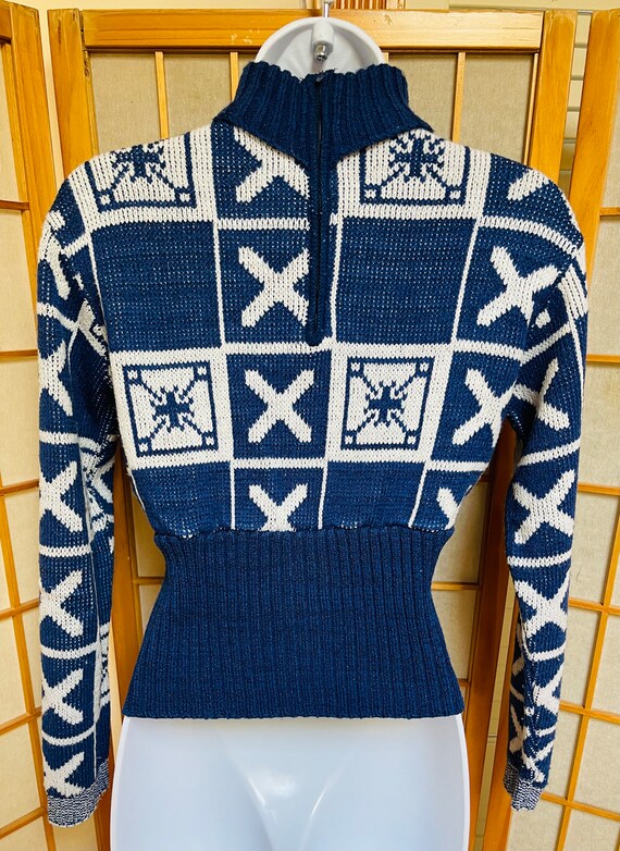 1950s Marbella Knits Winter Ski Sweater Checkerbo… - image 5
