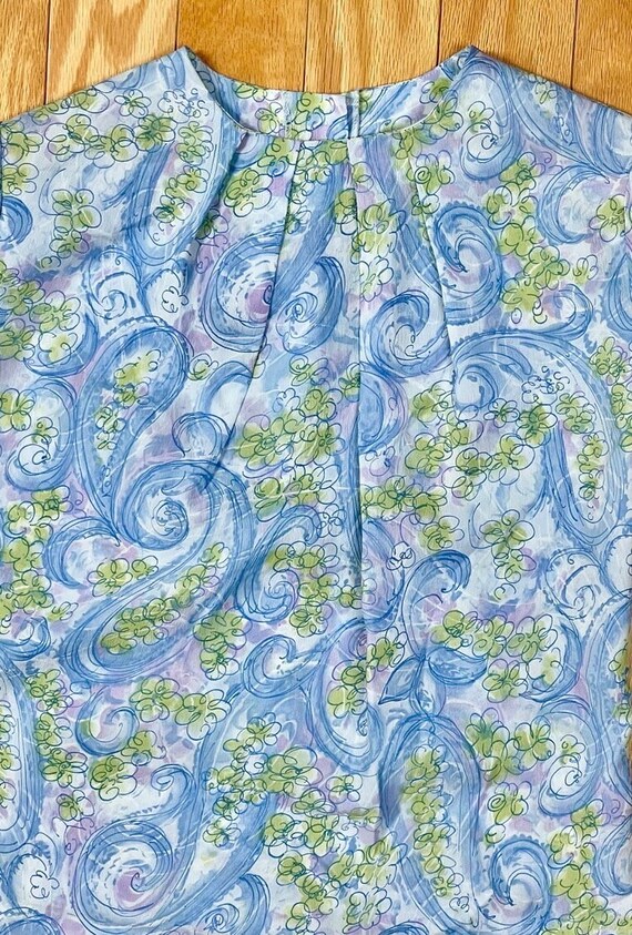 1950s Floral Paisley Blue Green Lavender Ladies B… - image 8