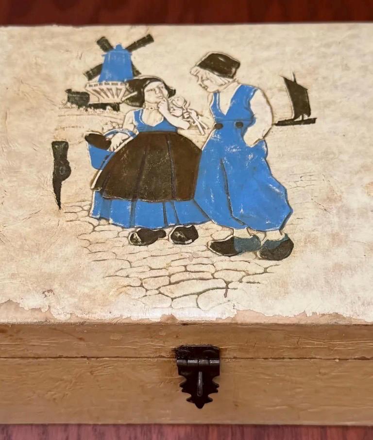 Antique Pennsylvania Dutch Wedding Box Handmade Embossed Layered