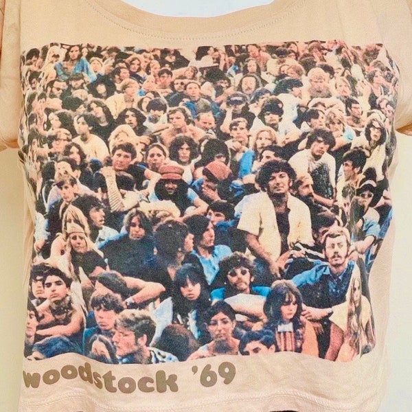Woodstock Foto Crop Top Publikumsfoto 1969 Hippie Boho Musik Festival Konzert Woodstock Brand Neutral Basic