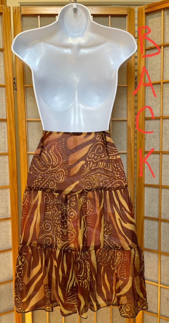 90s Zebra Pattern Skirt Floaty Chiffon A-Line Pea… - image 5