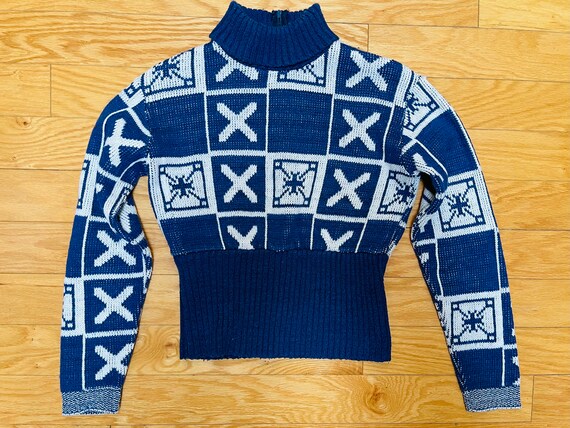 1950s Marbella Knits Winter Ski Sweater Checkerbo… - image 6
