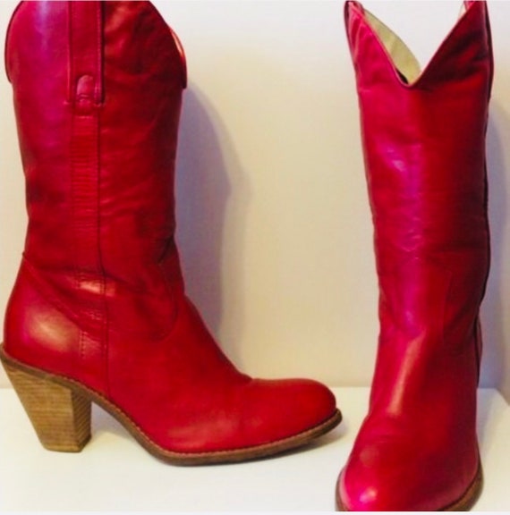 RARE Y2K Jessica Simpson Strawberry Red Leather C… - image 6