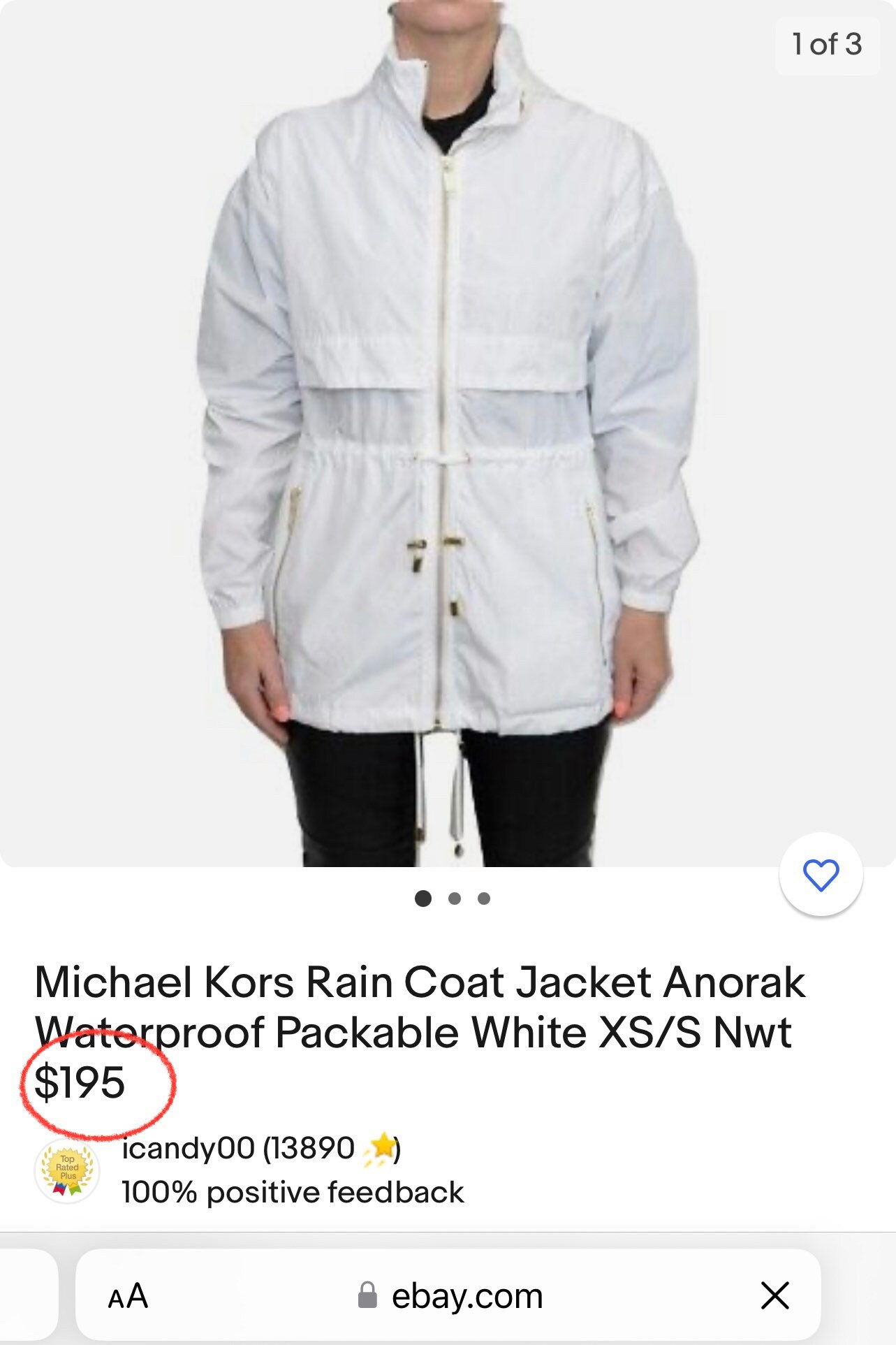 Michael kors white rain jacket hotsell