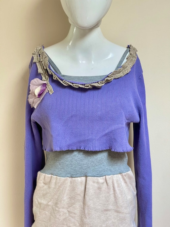 90s Upcycled Knit Sweater One Of A Kind Purple Cro