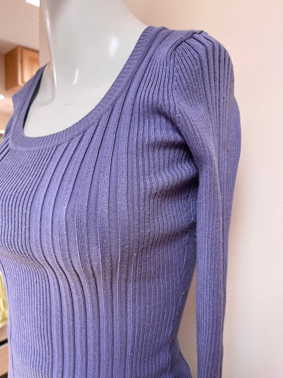 90s Stretchy Grape Purple Pullover Sweater Textur… - image 6