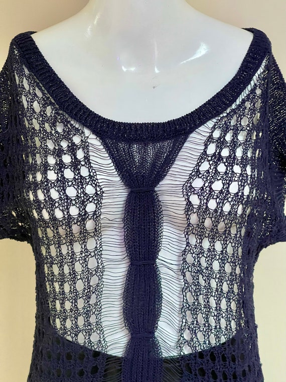 Gorgeous Crochet New With Tags Sheer Dark Navy Blu