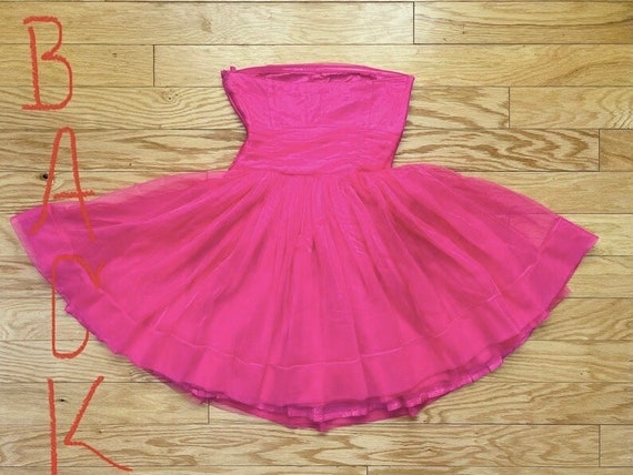 Hot Pink Sleeveless Bandeau Mini Dress Floaty Chi… - image 7