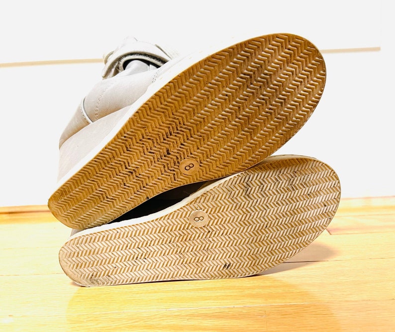 Y2K Platform Club Sneakers Wedge Hi Tops in Concrete / Taupe Pleather Lace & Hook Front Velcro