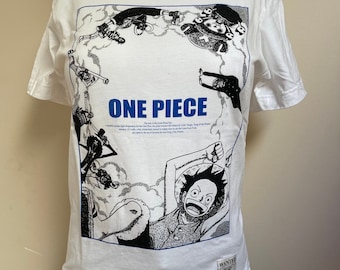 One Piece x Uniqlo x Anime x Movie Weiß & Schwarz Kurzarm Tshirt Extra Small XS