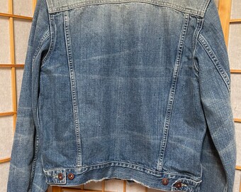 80s Distressed X2 Denim Jean Jacket Faded Wash Broken in