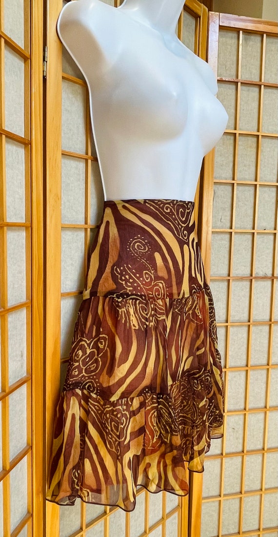 90s Zebra Pattern Skirt Floaty Chiffon A-Line Pea… - image 4