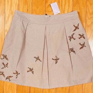 Neu mit Etikett Metallic Plissee Mini mit Pailletten funkeln Gold Vögel Taschen neu mit Tags / nie getragen zusätzliche Pailletten Leifnotes Marke Anthropologie