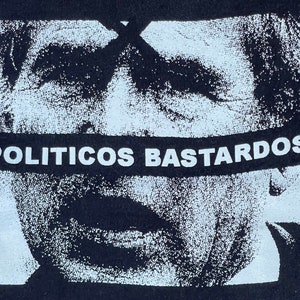 Y2K OOAK Black Punk Grunge Goth Handmade Political T-shirt President George W. Bush Raw Cut Neckline Social Justice Protest Shirt