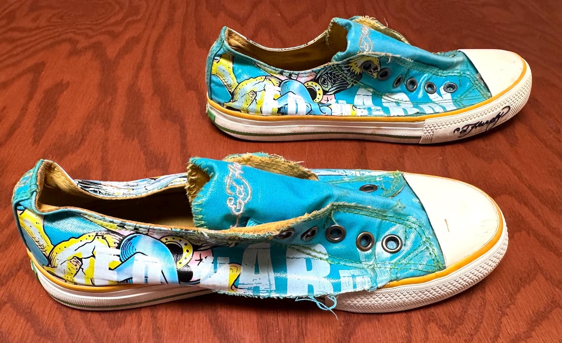 90s Bird of Prey Tattoo Flash Sneakers Lace Up Tennis Shoes Amazing Cool Distress Retro U.S. Women’s Size 7, foto 4 di 5