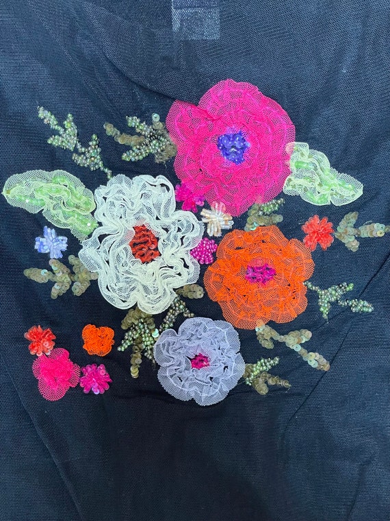 Gorgeous Netting Blouse Black With Front Floral E… - image 7