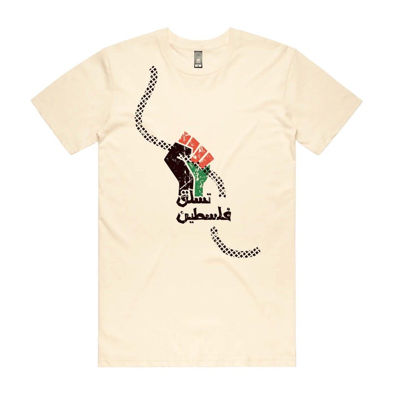 Camiseta de escalada palestina, hallazgo poco común, camiseta de protesta, escalada de resistencia al aire libre, movimiento Palestina Libre, diseño único, escaladores de roca imagen 1