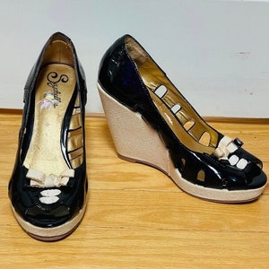 Seychelles monogram leather wedge sandal sale