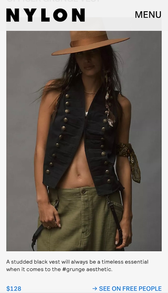 NWT Free People Officer Vest Military Studded Ves… - image 10