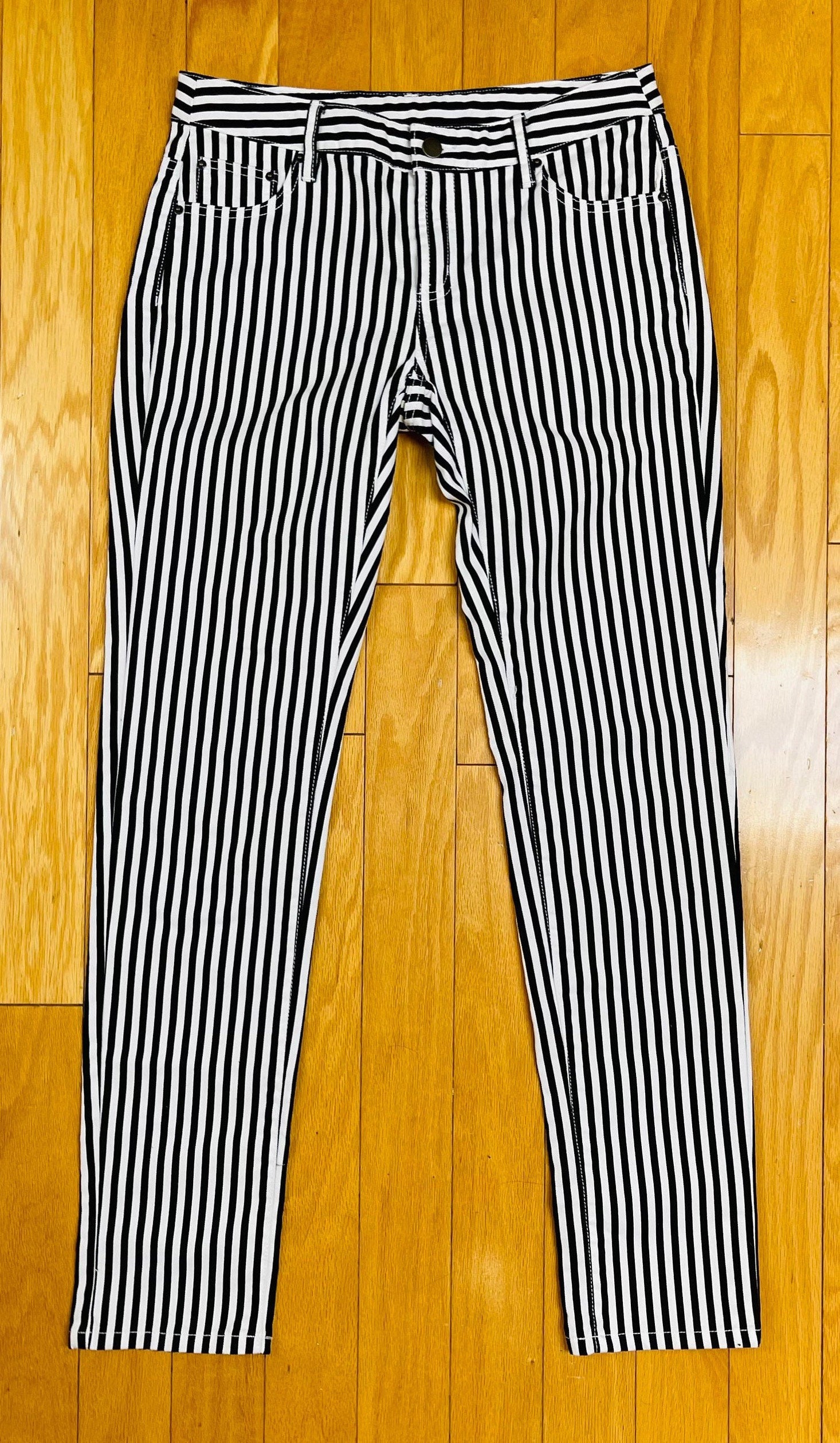 80s Striped Jeans Black & White Striped Trousers / Pants 80s Striped Jeans Black & White Striped Trousers / Pants
