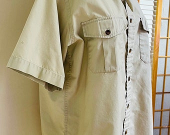 80s CABELAS Mens Shirt Tactical / Hunting / Fishing / Outdoors / Military  Khaki / Timberwolf Short Sleeves Epaulets Pockets Size L -  Canada