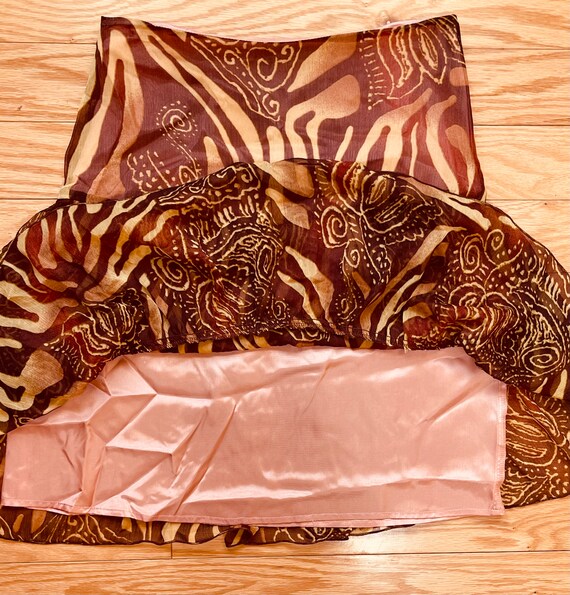 90s Zebra Pattern Skirt Floaty Chiffon A-Line Pea… - image 7
