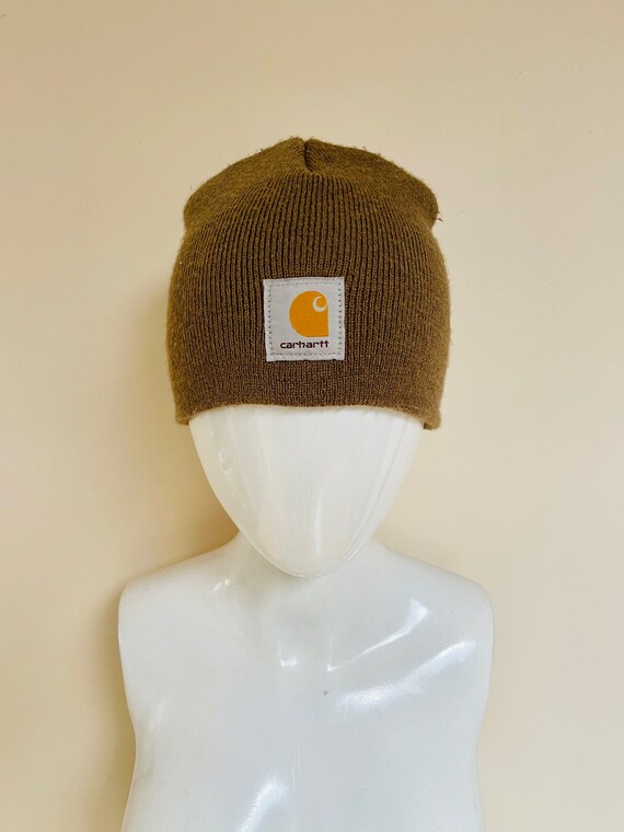 RARE 90s Carhartt Big Logo Knit Hat “Carhartt Bro… - image 3