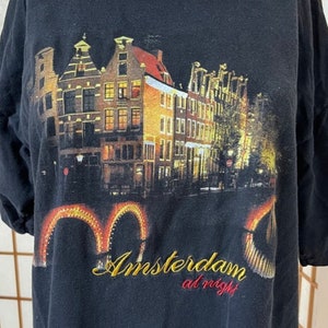 Vintage Amsterdam Holland The Netherlands Graphic T-shirt “Amsterdam at Night” Legalised Pot Vintage Europe Goth Punk Men’s Size L