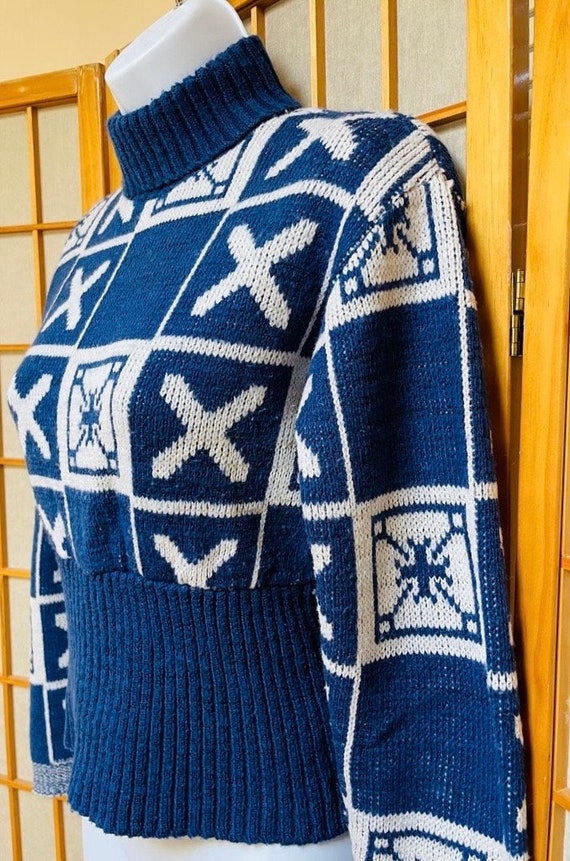 1950s Marbella Knits Winter Ski Sweater Checkerbo… - image 4